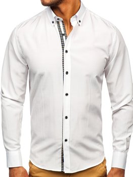 Біла чоловіча сорочка з довгим рукавом Bolf 20715