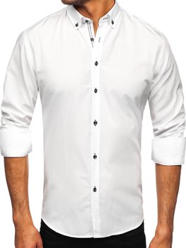 Біла чоловіча сорочка з довгим рукавом Bolf 20720