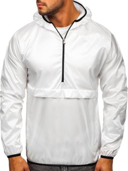 Біла чоловіча спортивна куртка-анорак з капюшоном BOLF 5061