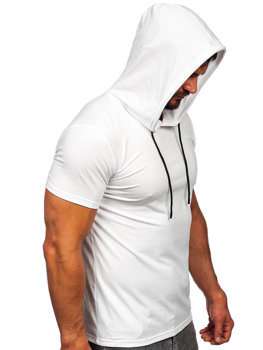 Біла чоловіча футболка з капюшоном без принту Bolf 8T957