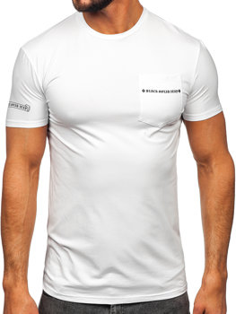 Біла чоловіча футболка з принтом на кишені Bolf MT3044