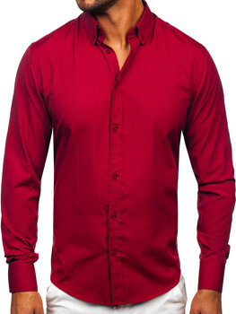Елегантна чоловіча сорочка з довгим рукавом кольору бордо Bolf 5821-1