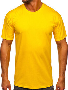 Жовта бавовняна чоловіча футболка без принту Bolf B459