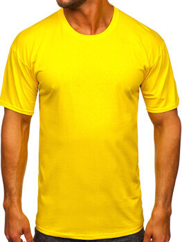 Жовта неонова бавовняна чоловіча футболка без принту Bolf B459