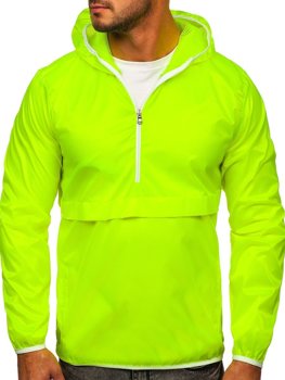Жовто-неонова чоловіча спортивна куртка-анорак з капюшоном BOLF 5061