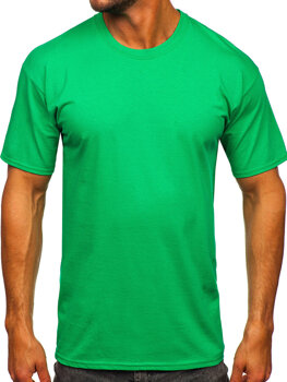 Зелена бавовняна чоловіча футболка без принту Bolf B459