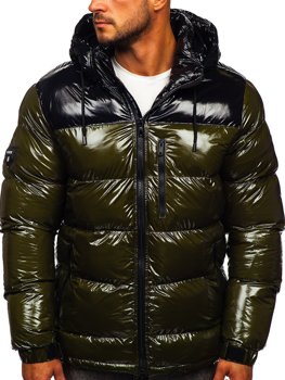 Зелена стьобана чоловіча зимова куртка Bolf 6462