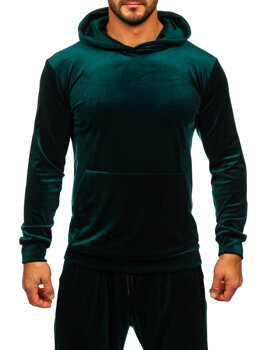Зелений велюровий чоловічий спортивний костюм з капюшоном Bolf 0002A
