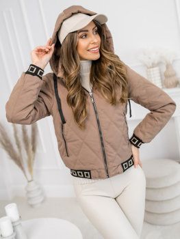 Кемел жіноча стьобана демісезонна куртка з капюшоном Bolf 16M9085
