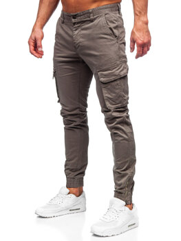 Коричневі тканинні чоловічі штани джоггери-карго Bolf 77322