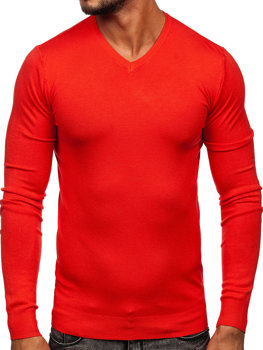 Помаранчевий чоловічий светр з V-подібним вирізом Bolf YY03