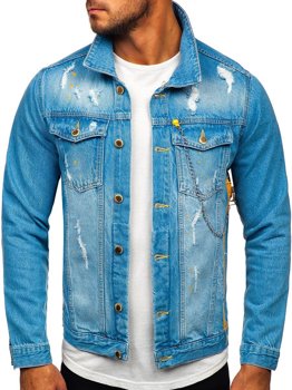 Синя джинсова чоловіча куртка Bolf 3-4