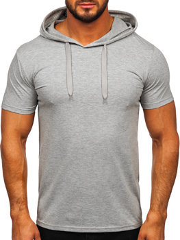 Сіра чоловіча футболка з капюшоном без принту Bolf 8T89