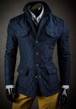 Темно-синя елегантна чоловіча стьобана куртка Bolf 802A