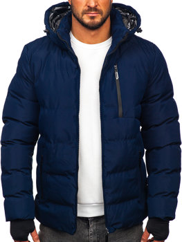 Темно-синя стьобана куртка чоловіча зимова Bolf 5M756
