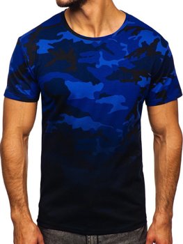 Темно-синя чоловіча футболка з камуфляжним принтом Bolf S808