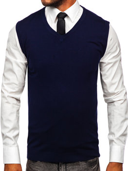 Темно-синій чоловічий светр без рукавів Bolf MM6005