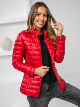 Червона жіноча стьобана демісезонна куртка Bolf 16M9108