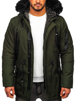 Чоловіча зимова куртка парка зелена Bolf 1068