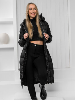Чорна довга стьобана куртка жіноче зимове пальто з капюшоном Bolf 5M736B