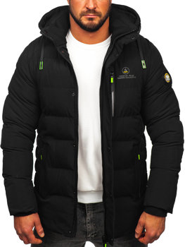 Чорна довга стьобана куртка чоловіча зимова Bolf 22M57
