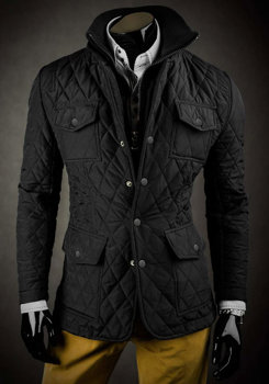 Чорна елегантна чоловіча стьобана куртка Bolf 802A