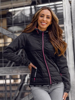 Чорна спортивна жіноча демісезонна куртка Bolf KSW4004A