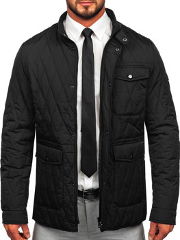 Чорна стьобана чоловіча демісезонна куртка Bolf 22M19