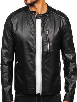 Чорна чоловіча шкіряна куртка Bolf 11Z8057