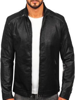 Чорна чоловіча шкіряна куртка Bolf EX229