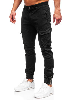 Чорні тканинні чоловічі штани джоггери-карго Bolf 77322