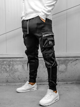 Чорні чоловічі спортивні штани джоггери-карго Bolf HSS017A