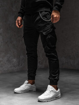 Чорні чоловічі тканинні штани джоггери-карго Bolf SK850B