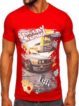 Men's Cotton Printed T-shirt Red Bolf 143004