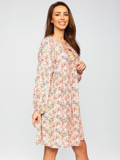 Бежева жіноча сукня в квітку Bolf 3019