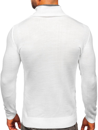 Білий чоловічий светр з коміром-стійкою Bolf 1008