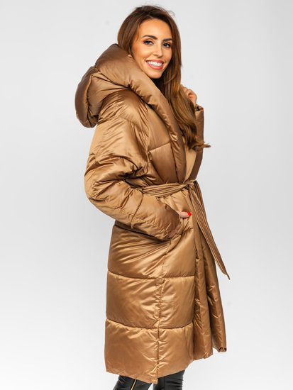 Кемел довга жіноча зимова куртка з капюшоном Bolf MY0363A