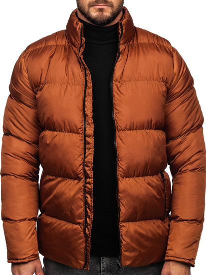 Коричнева стьобана куртка чоловіча зимова Bolf 0025