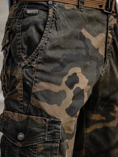 Коричневі камуфляжні чоловічі штани карго plus size з поясом BOLF CT8501