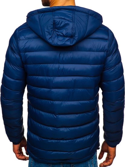 Куртка чоловіча демсезонна спортивна стьобана темно-синя Bolf JP1101