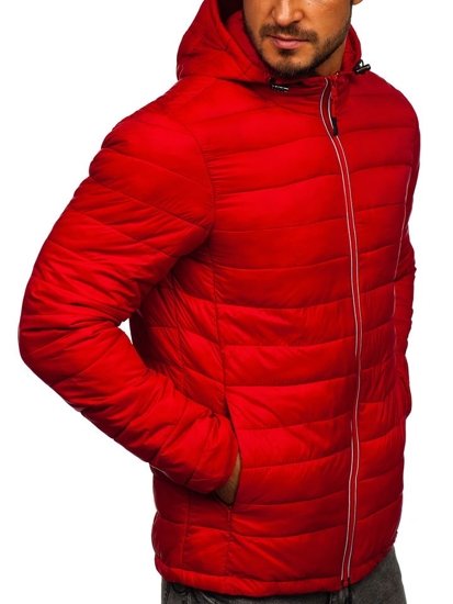 Куртка чоловіча демісезонна спортивна стьобана червона Bolf LY1018