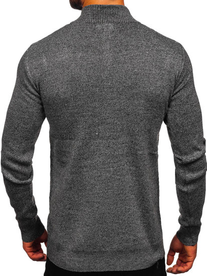 Сірий чоловічий светр з коміром-стійкою Bolf S8206
