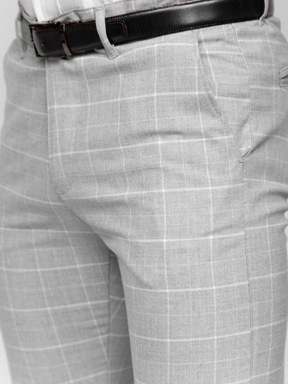 Сірі чоловічі картаті штани чінос Bolf 0033