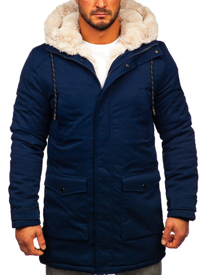 Темно-синя чоловіча зимова куртка парку Bolf M120
