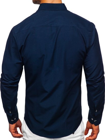 Темно-синя чоловіча сорочка з довгим рукавом Bolf 20720