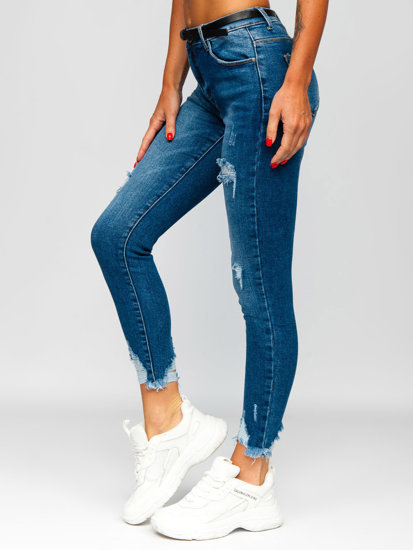 Темно-сині жіночі джинсові штани Skinny з поясом Bolf S3958-3P