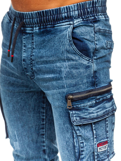 Темно-сині чоловічі джинси джоггери-карго Bolf HY1020