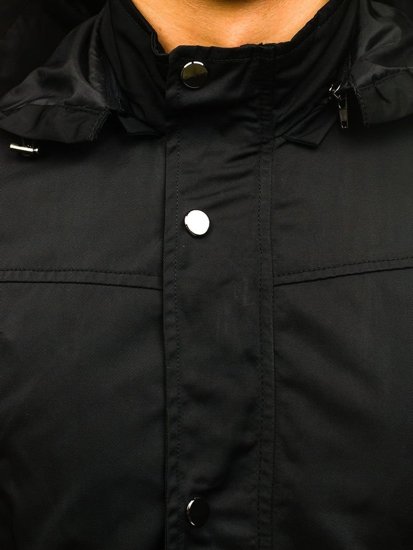 Чоловіча демісезонна куртка парка чорна Bolf 72519