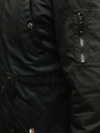 Чоловіча демісезонна куртка парка чорна Bolf 72519