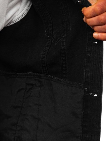 Чоловіча джинсова куртка з капюшоном чорна Bolf 211902